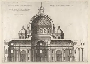 Speculum Romanae Magnificentiae: Longitudinal Section Showing the Interior of Saint Peter's Basilica as Conceived by Michelangelo (Published in 1569)