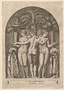 Speculum Romanae Magnificentiae: The Three Graces by Marco Dente|Marcantonio Raimondi|Raphael (Raffaello Sanzio or Santi)