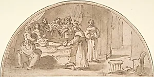 St. Anthony Healing the Leg of a Boy by Anonymous, Italian, Roman-Bolognese, 17th century