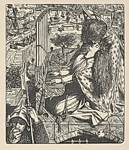 St. Cecily / Cecilia (Illustration for The Palace of Art in Tennyson's Poems, New York, 1903) by Dante Gabriel Rossetti|Dalziel Brothers