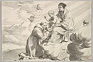 St Francis of Assisi Adoring the Christ Child on the Virgin's Lap by Claude Mellan