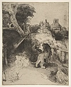 St. Jerome Reading in an Italian Landscape by Rembrandt (Rembrandt van Rijn)