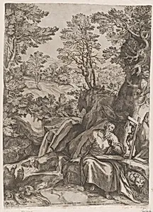 St Jerome Translating the Bible in the Wilderness