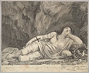 St. Mary Magdalen Reclining in a Grotto by Claude Mellan|Guillaume Barclay