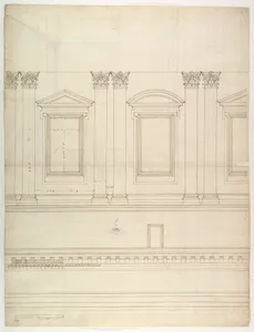 St. Peter's, drum, interior, elevation (recto) St. Peter's, drum, pedestal, section (verso)