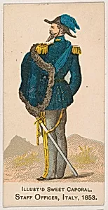 Staff Officer, Italy, 1853, from the Military Series (N224) issued by Kinney Tobacco Company to promote Sweet Caporal Cigarettes by Kinney Brothers Tobacco Company