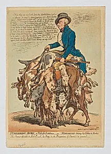 Staggering-Bobs, a Tale for Scotchmen, or Munchausen Driving his Calves to Market by Hannah Humphrey|James Gillray