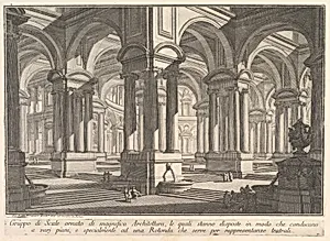 Stairways adorned by magnificient architecture... (Gruppo di Scale ornato di magnifica Architettura...), from "Prima Parte di Architettura, e Prospettive" by Giovanni Battista Piranesi