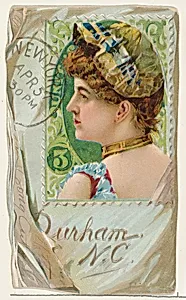 Stamp on envelope, from the Novelties series (N122) issued by Gail & Ax Tobacco to promote Navy Long Cut by Gail & Ax Tobacco