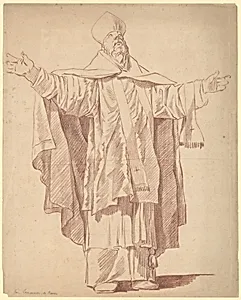 Standing Ecclesiastic With Arms Upraised