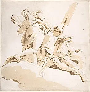 Standing Figure of Prudence and a Seated River God by Giovanni Battista Tiepolo