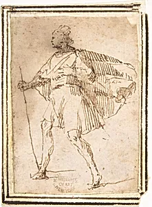 Standing Male Figure with Cloak and Staff