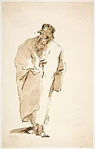 Standing Man in a Full Coat and High Hat with a Medaillon by Giovanni Battista Tiepolo