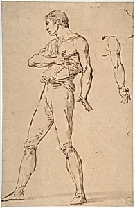 Standing Man with His Right Hand on His Chest