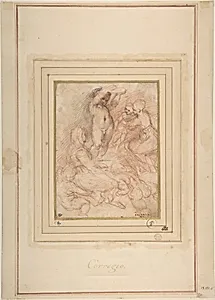 Standing Nude Child Surrounded by Women and Children by Correggio (Antonio Allegri)