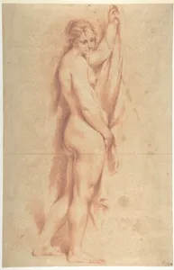 Standing Nude Female Figure (recto); Studies of a Kneeling Nude Female Figure and of a Man's Head (verso)
