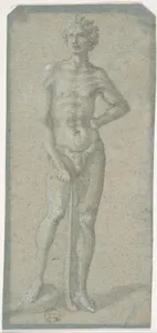 Standing Youth Holding a Club (recto); Temptation of Adam and Eve (verso)