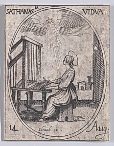 Ste. Athanase, veuve (St. Athanasia, Widow), August 14th, from "Les Images De Tous Les Saincts et Saintes de L'Année" (Images of All of the Saints and Religious Events of the Year) by Jacques Callot|Israël Henriet
