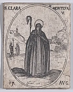 Ste. Claire de Monte-Falco, vierge (St. Clare of Montefalco, Virgin), August 17th, from "Les Images De Tous Les Saincts et Saintes de L'Année" (Images of All of the Saints and Religious Events of the Year) by Jacques Callot|Israël Henriet