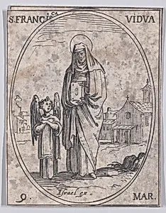 Ste. Francoise, veuve (St. Frances of Rome, Widow), March 9th, from "Les Images De Tous Les Saincts et Saintes de L'Année" (Images of All of the Saints and Religious Events of the Year) by Jacques Callot|Israël Henriet