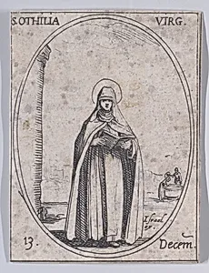 Ste. Othilie, vierge (St. Odilia, Virgin), December 13th, from "Les Images De Tous Les Saincts et Saintes de L'Année" (Images of All of the Saints and Religious Events of the Year) by Jacques Callot|Israël Henriet