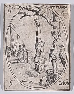 Ste. Placide et Ste. Flavie, martyres (St. Placid and St. Flavia, Martyrs), October 5th, from "Les Images De Tous Les Saincts et Saintes de L'Année" (Images of All of the Saints and Religious Events of the Year) by Jacques Callot|Israël Henriet
