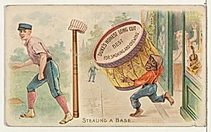 Stealing a Base, from the Talk of the Diamond set (N135) issued by Duke Sons & Co., a branch of the American Tobacco Company by Schumacher & Ettlinger|W. Duke, Sons & Co.|American Tobacco Company