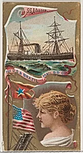 Steamship Advance, The U.S. and Brazil Mail Steamship Company, from the Ocean and River Steamers series (N83) for Duke brand cigarettes by W. Duke, Sons & Co.