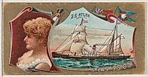Steamship Atlas, Atlas Steamship Company, from the Ocean and River Steamers series (N83) for Duke brand cigarettes by W. Duke, Sons & Co.
