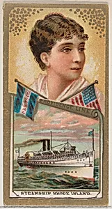 Steamship Rhode Island, Providence Line, from the Ocean and River Steamers series (N83) for Duke brand cigarettes by W. Duke, Sons & Co.