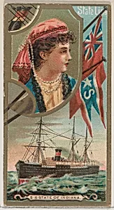 Steamship State of Indiana, State Line, from the Ocean and River Steamers series (N83) for Duke brand cigarettes by W. Duke, Sons & Co.