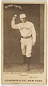 Stemmyer, Pitcher, Boston, from the Old Judge series (N172) for Old Judge Cigarettes by Goodwin & Company