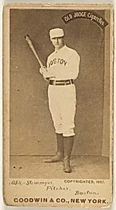 Stemmyer, Pitcher, Boston, from the Old Judge series (N172) for Old Judge Cigarettes by Goodwin & Company