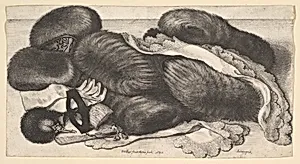 Still-life with a group of muffs, a pair of gloves, fans, mask and two kerchiefs by Wenceslaus Hollar