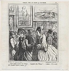 Still more Venuses this year... always Venuses!... as if there were any women built like that!, from 'Sketches from the Salon,' published in Le Charivari, May 10, 1865 by Destouches|Honoré Daumier|Aaron Martinet