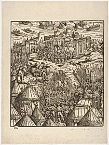 Storming of Moran, at the Shore, from Der Weisskunig by Hans Burgkmair|Jost de Negker|Marx Treitz-Sauerwein von Ehrentreitz