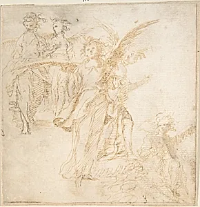 Studies for Figures of Five Angels by Anonymous, Spanish, School of Seville, 17th century