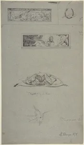 Studies for headpieces and vignettes in the book, Amor und Psyche (Opus V)