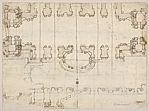 Studies for the Nave and Narthex of San Giovanni in Laterano, Rome (recto and verso) by Francesco Borromini