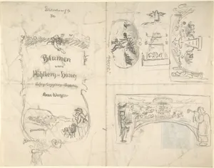 Studies for the title page and vignettes for Blumen vom Pöhlberg-Hang by Anna Wechsler
