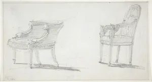 Studies for Two Armchairs (recto); sketches for Three Chairs and Parts of a Fourth (verso)