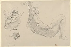 Studies of a Fallen Male Nude for "Hercules and the Horses of Diomedes" by Eugène Delacroix