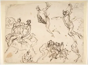 Studies of a Group of Seated Figures and of a Flying Figure