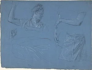 Studies of a woman, her hands and arms and drapery