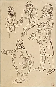 Studies of Four Englishmen, after James Gillray by Eugène Delacroix|Charles James Fox|The Right Honorable Edmund Burke|Francis Rawdon Hastings, 1st Marquess of Hastings and 2nd Earl of Moira|James Gillray