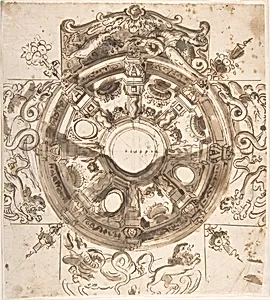Study for a Ceiling Decoration by Anonymous, Italian, Roman-Bolognese, 17th century