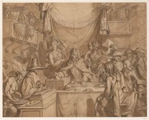 Study for an engraving: "Almanac pour l'an de Bissexte M.DC.XCII: La Lotterie Chimerique d'Augsbourg où chacun met du sien sans proffit"[sic]