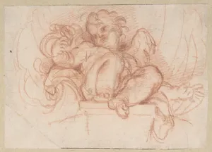 Study of a Putto Seated on a Corbel in a Shell Niche