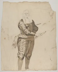 Study of a Standing Commander Holding a Staff; verso: Study of the Descent from the Cross