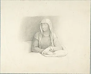 Study of a Woman Leaning on a Cushion